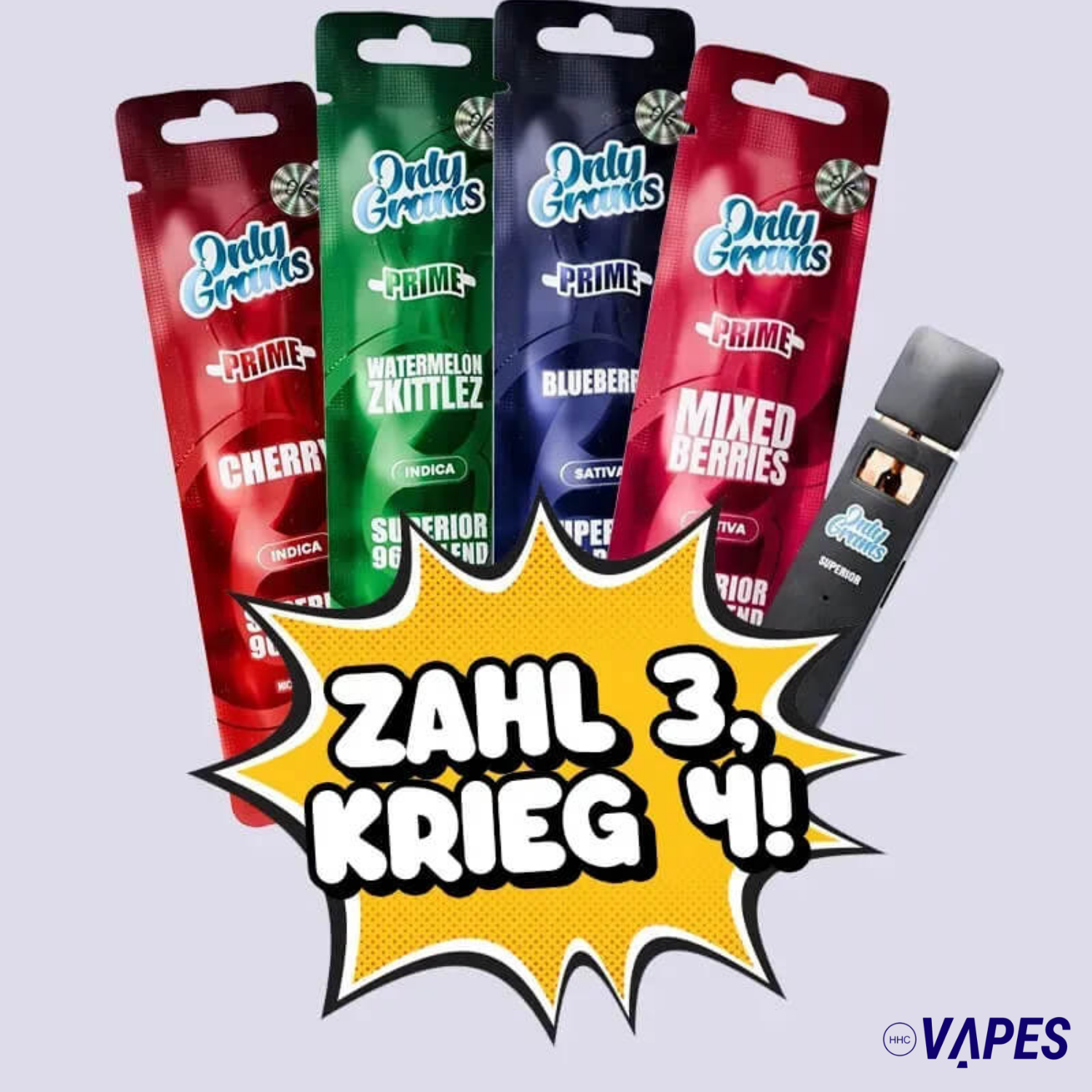 4 för 3 OnlyGrams Superior Vape-paket HHC VAPES