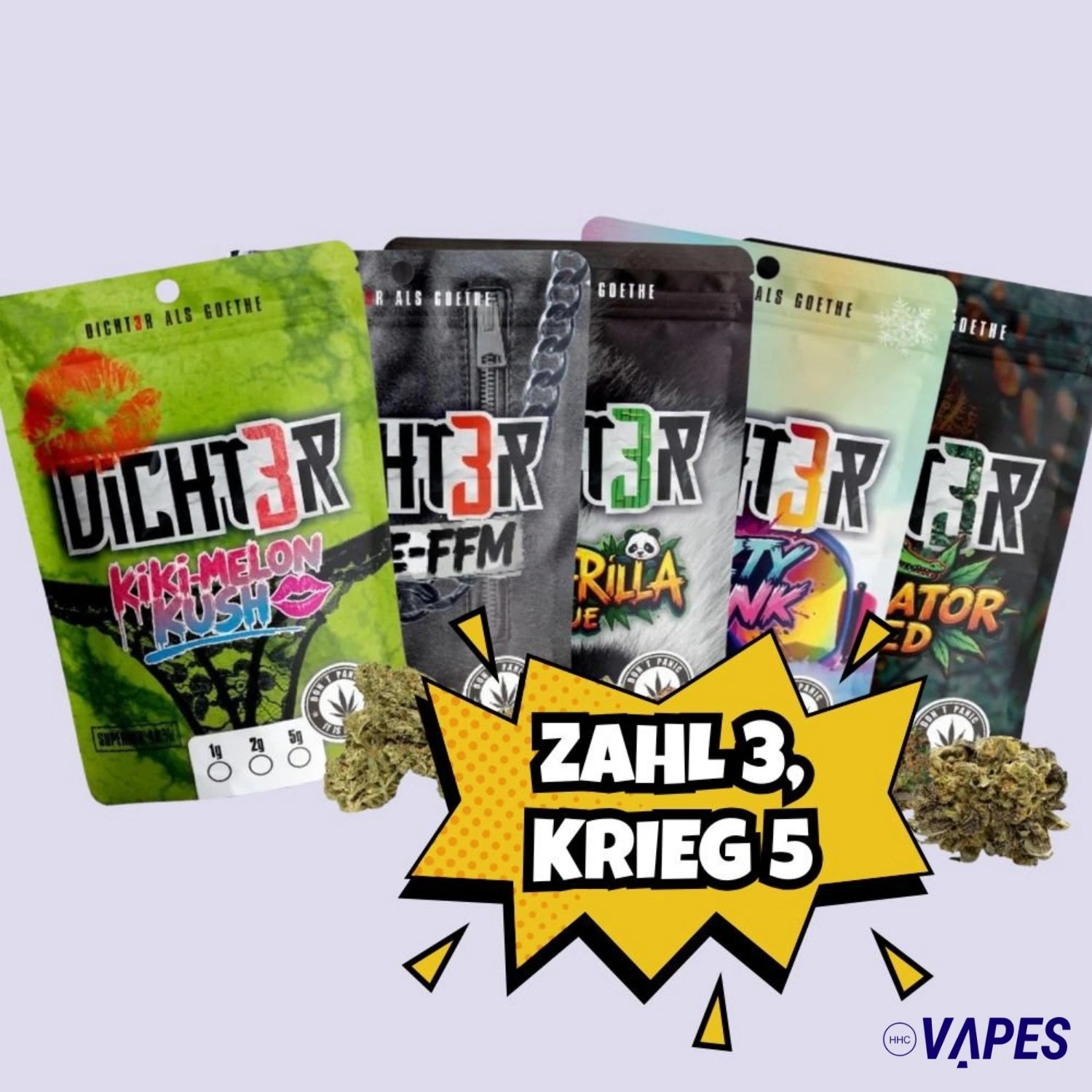 5 für 3 DICHT3R - 40% Superior Blüten 5g Bundle HHC VAPES