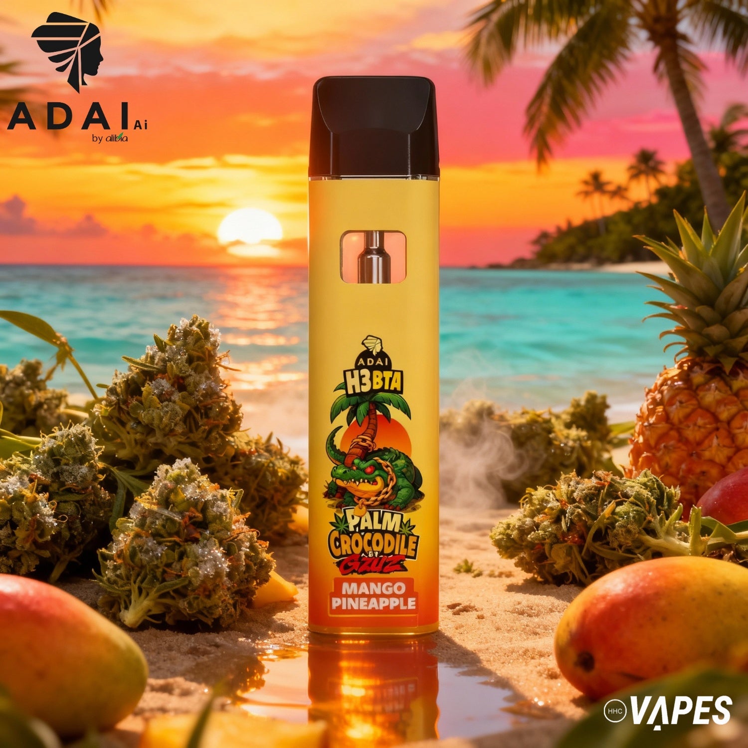 Palm Crocodile By Gzuz - H3BTA - Mango Pineapple 1ml HHC VAPES