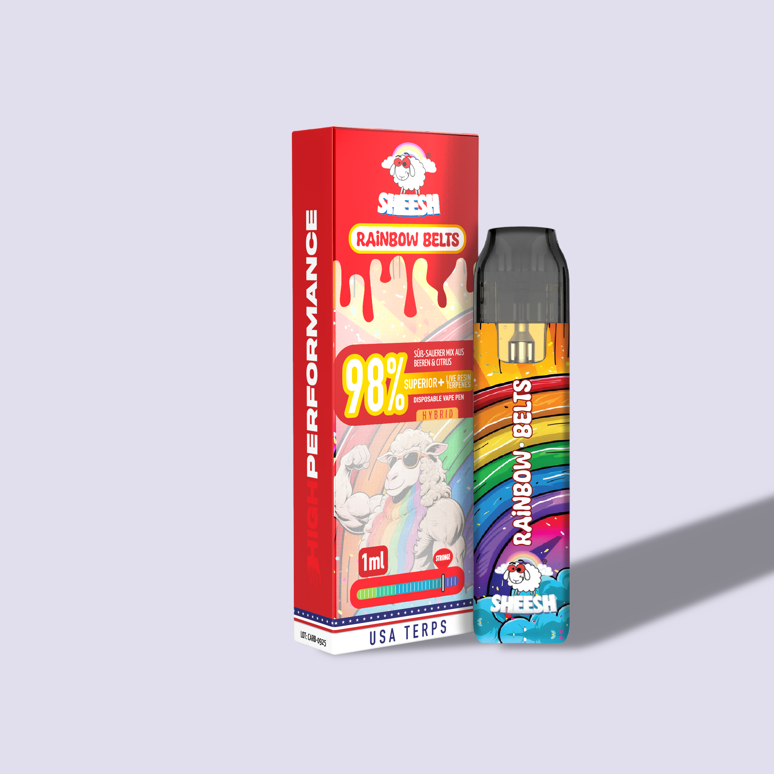 SHEESH Vape - Superior Line 1ml - Rainbow Belts - 98% Superior + Live Resin Terpenes