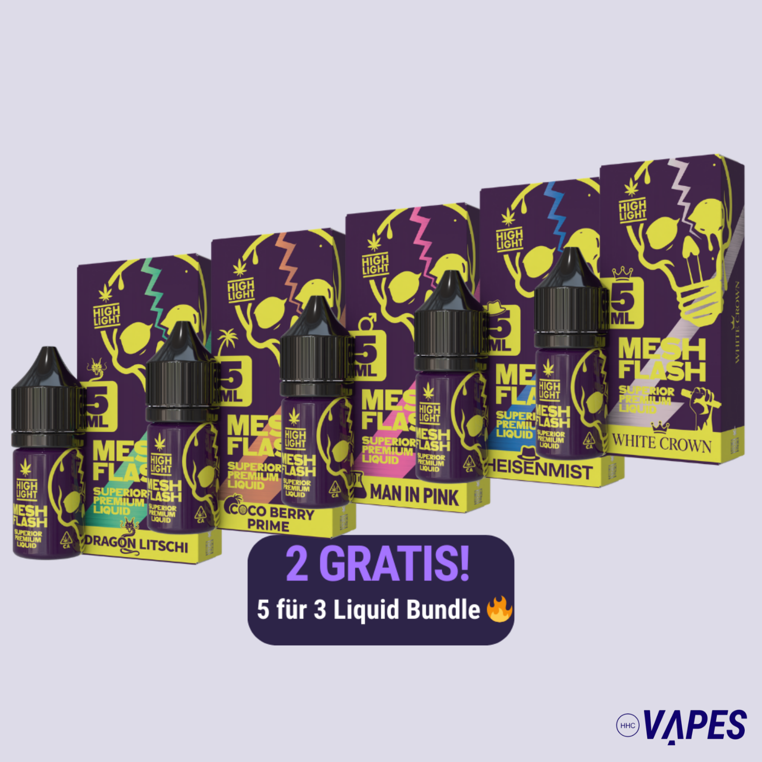MeshFlash Superior Liquids 5für3 Bundle HHC VAPES