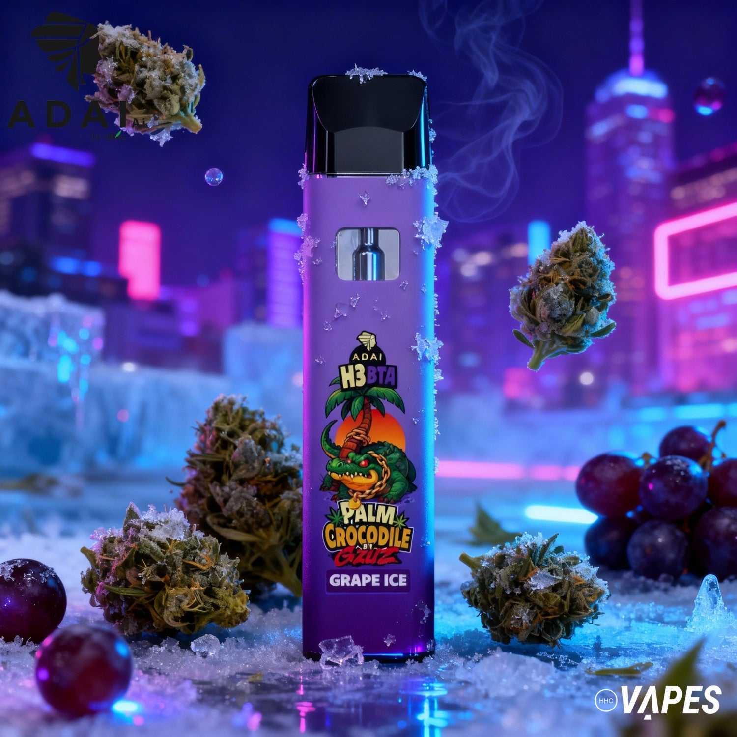 Palm Crocodile By Gzuz - H3BTA - Grape Ice 1ml HHC VAPES