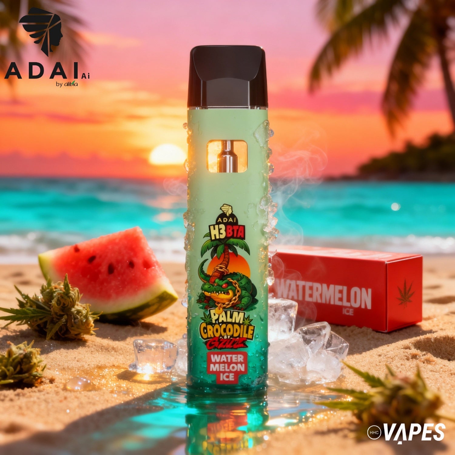Palm Crocodile By Gzuz - H3BTA - Watermelon Ice 1ml HHC VAPES