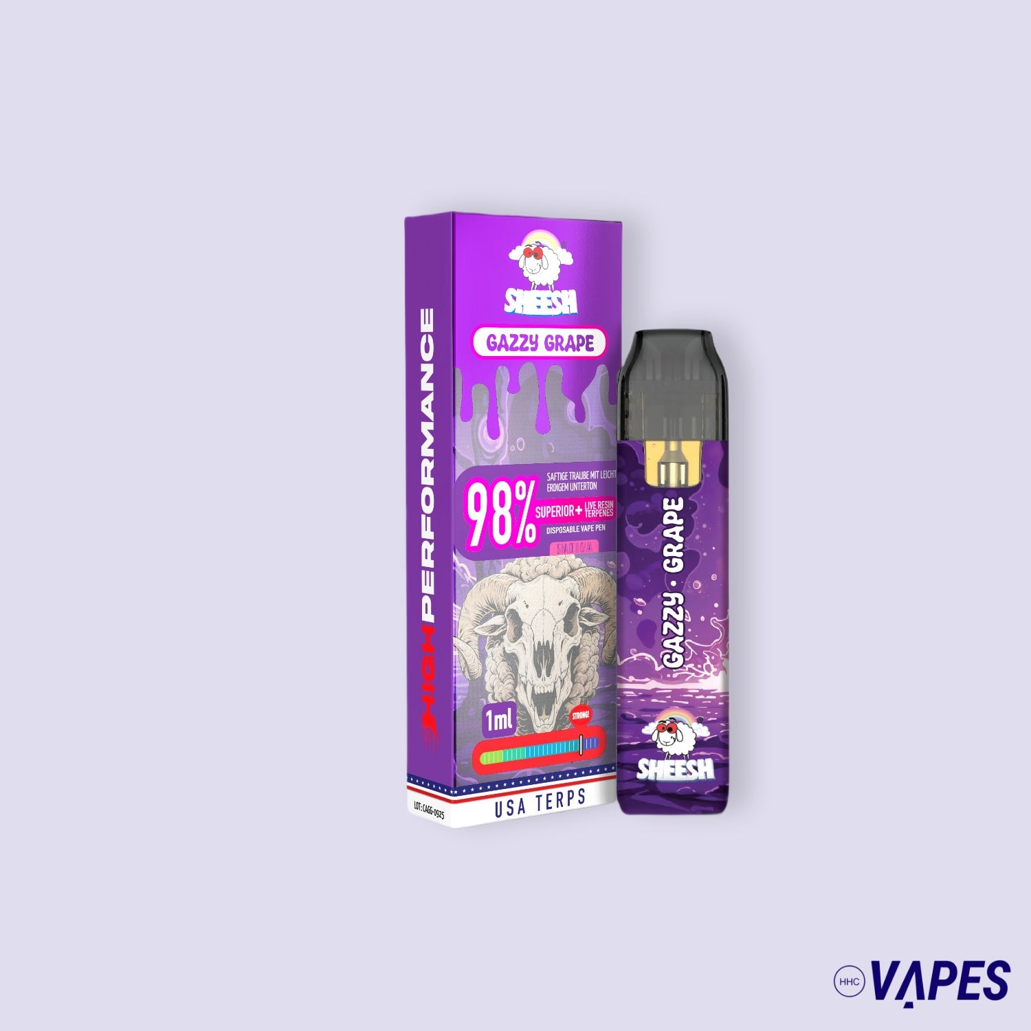 SHEESH Vape - Superior Line 1ml - Gazzy Grape - 98% Superior + Live Resin Terpenes HHC VAPES