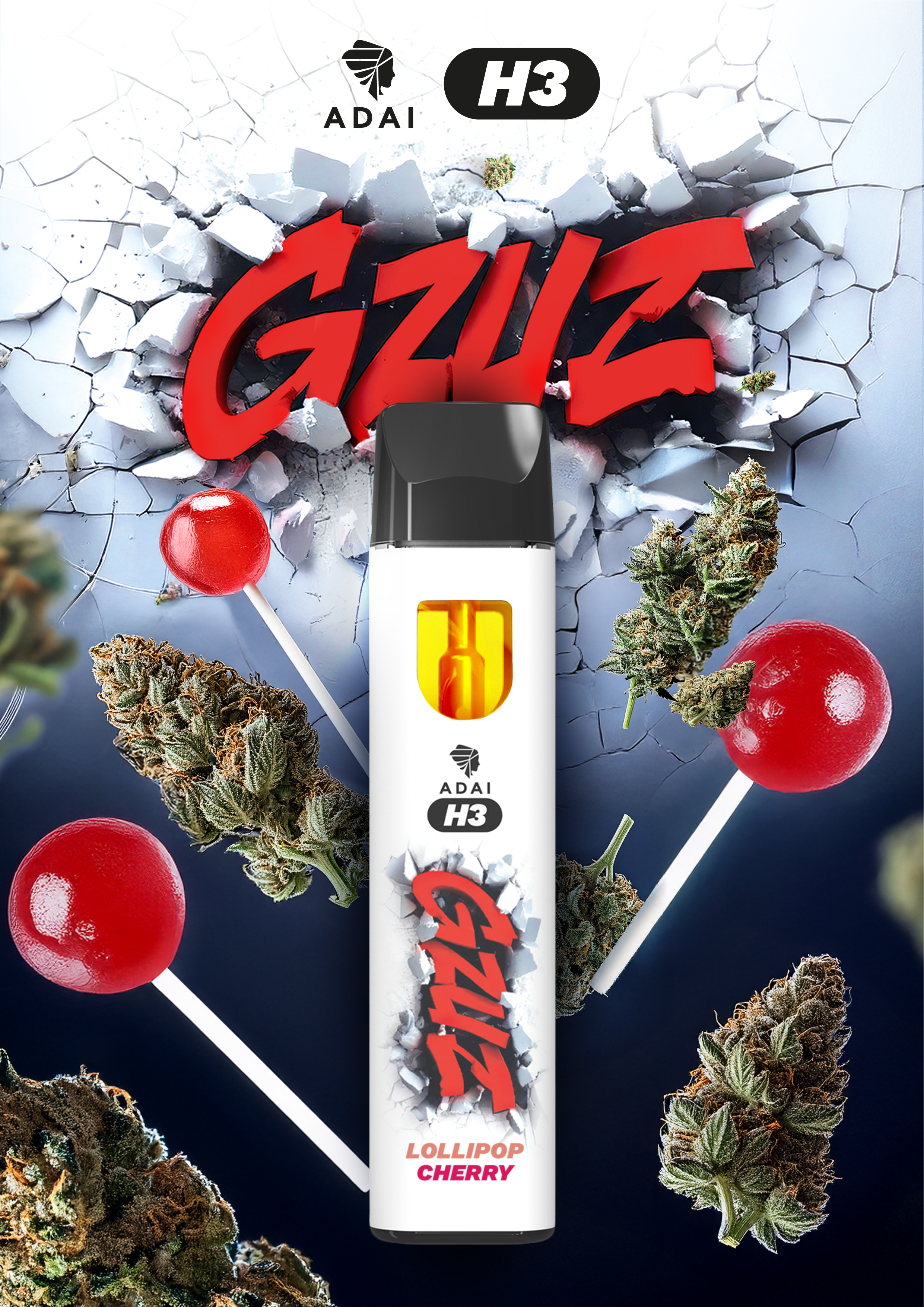 Gzuz H3 Vape Pen - Lollipop Cherry HHCVapes