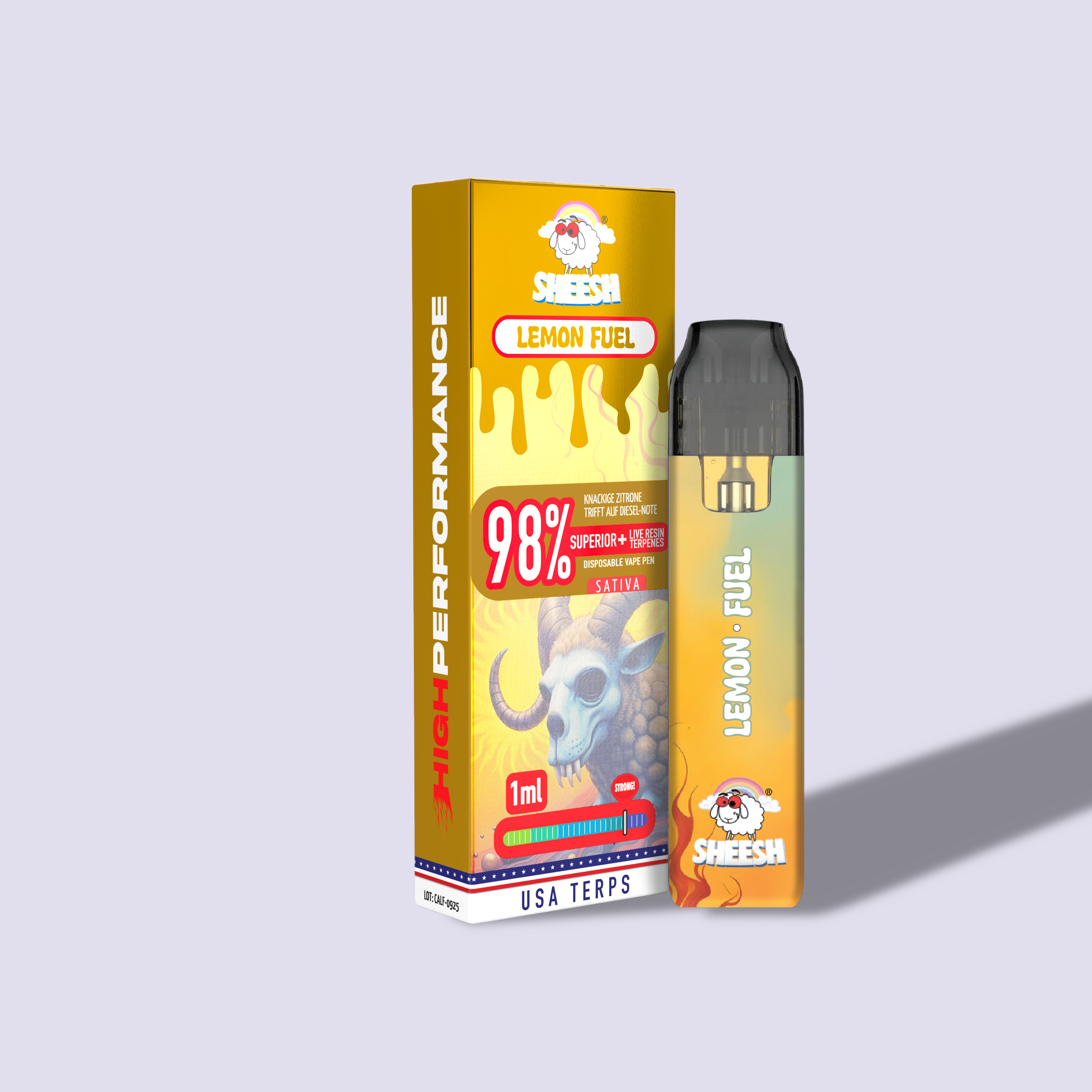 SHEESH Vape - Superior Line 1ml - Lemon Fuel - 98% Superior + Live Resin Terpenes