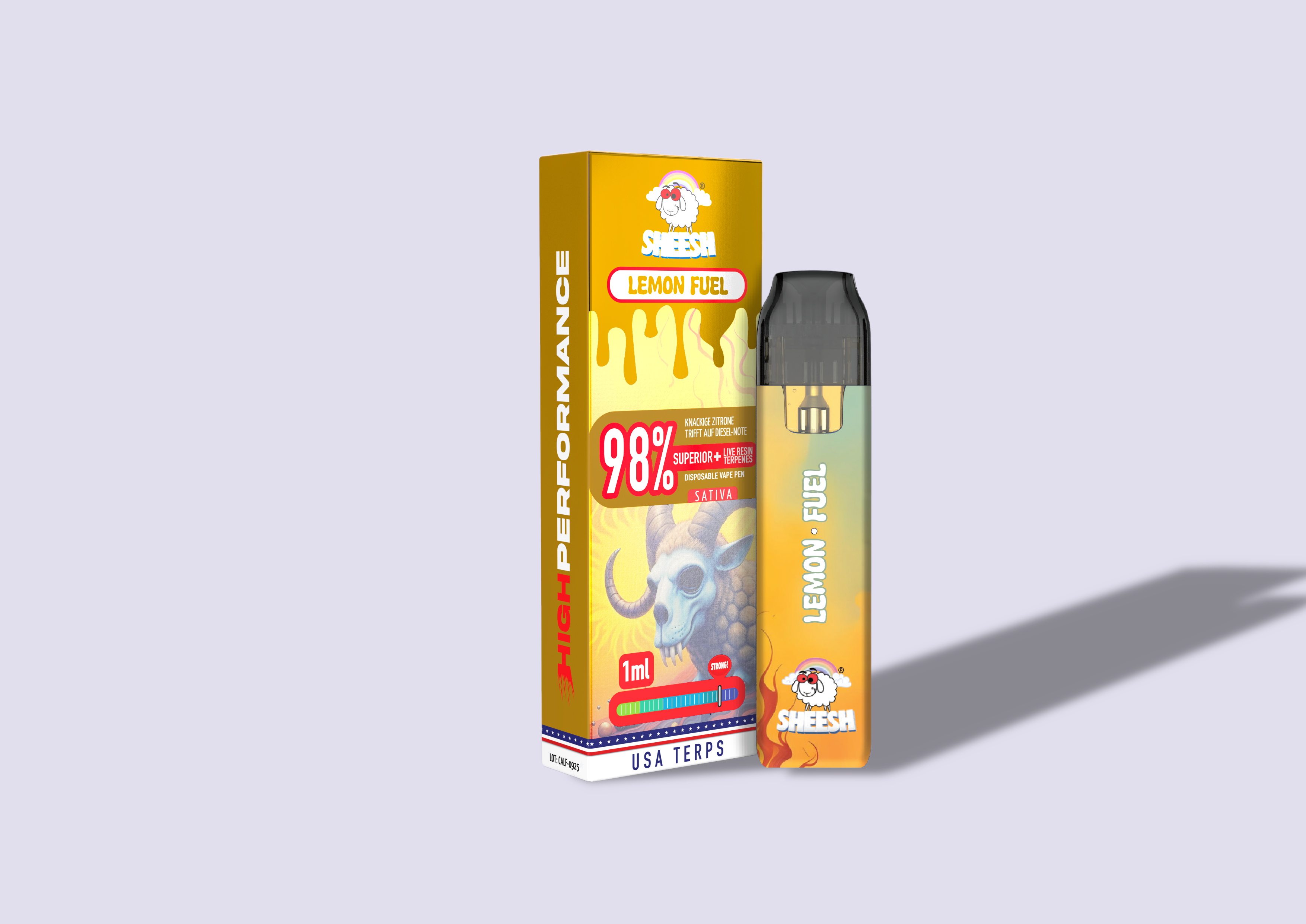 SHEESH Vape - Superior Line 1ml - Lemon Fuel - 98% Superior + Live Resin Terpenes