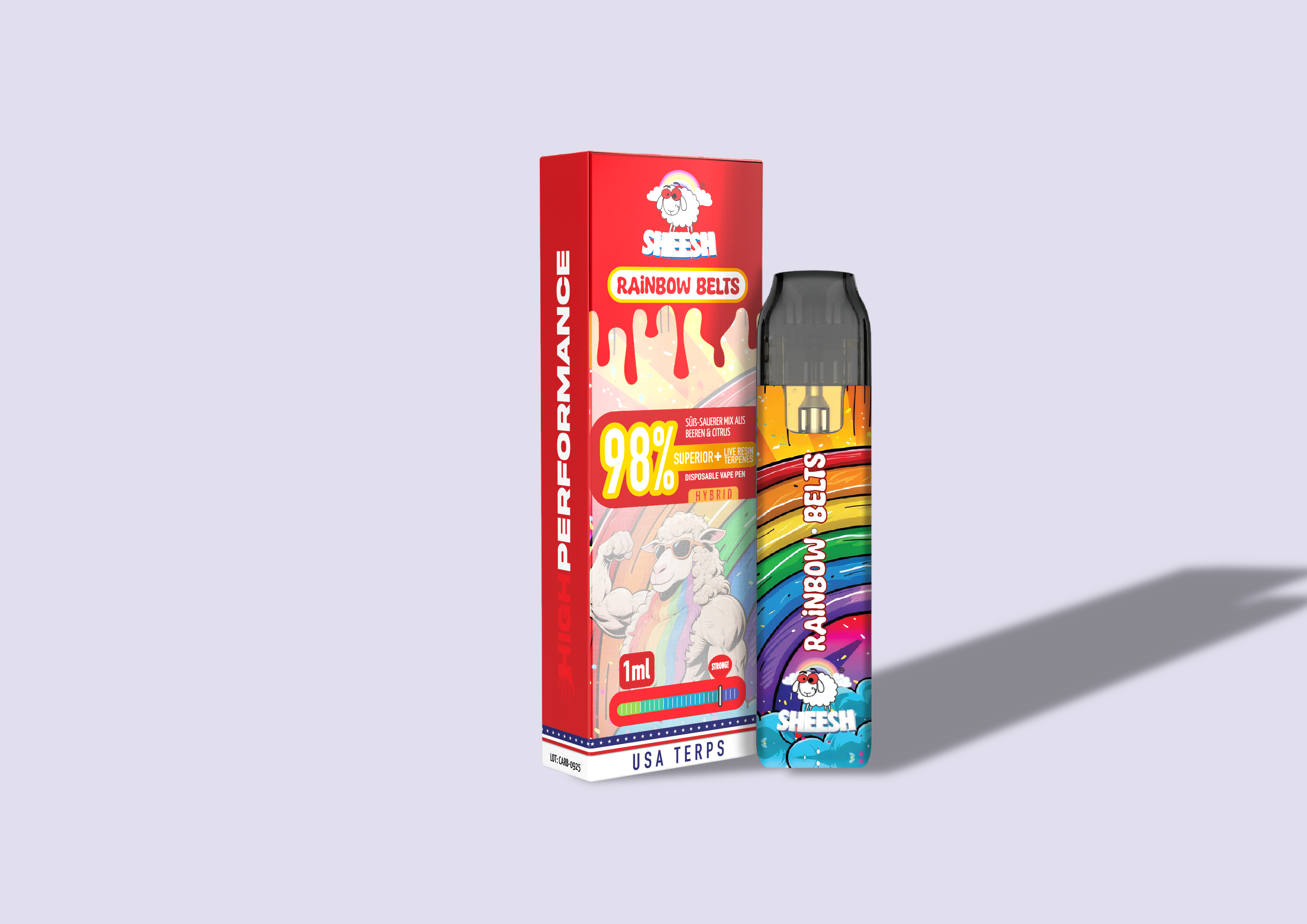 SHEESH Vape - Superior Line 1ml - Rainbow Belts - 98% Superior + Live Resin Terpenes